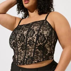 NWT Torrid Size 3X Black Corset Crop Top